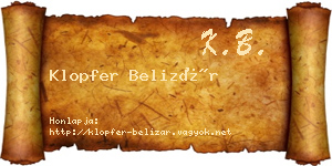 Klopfer Belizár névjegykártya